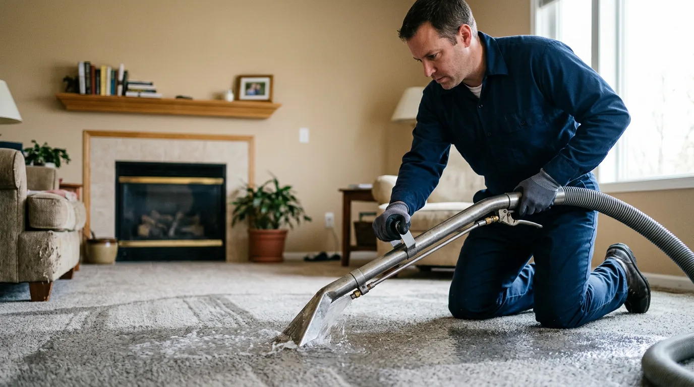 Water damage restoration technician working near Dryden, MI